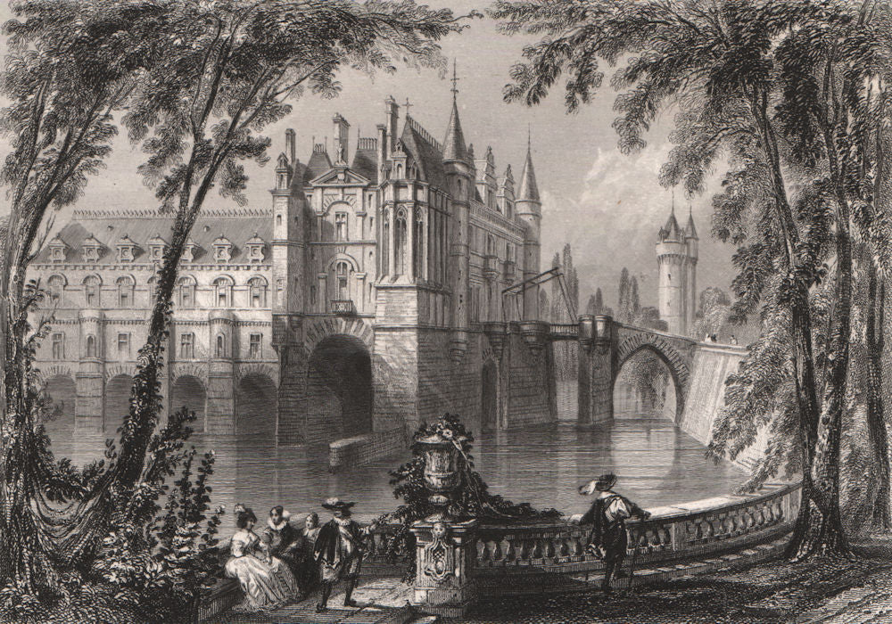 CHÂTEAU DE CHENONCEAUX. Indre-et-Loire 1844 old antique vintage print picture